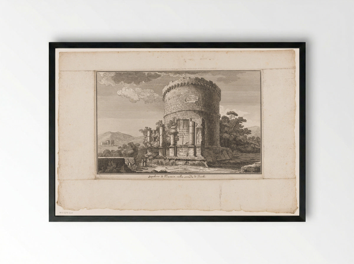 Sepolcro di Plauzio, nella strada di Tivoli - Giuseppe Vasi - Framed Print Black