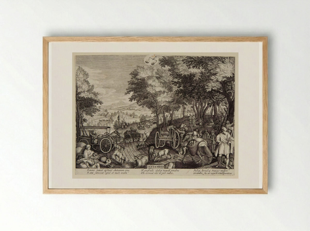 September - Aegidius Sadeler II - Framed Print Wood