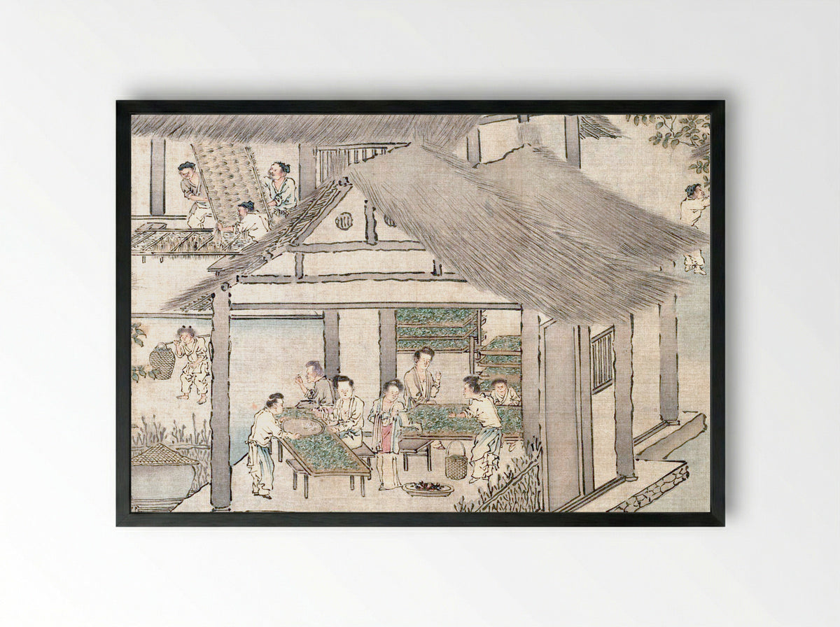 Sericulture (The Process of Making Silk) - Liang Kai - Framed Print Black
