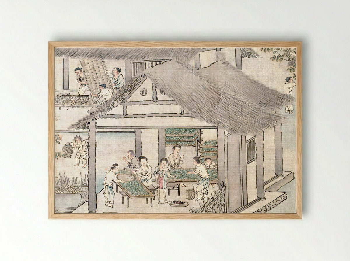 Sericulture (The Process of Making Silk) - Liang Kai - Framed Print Wood