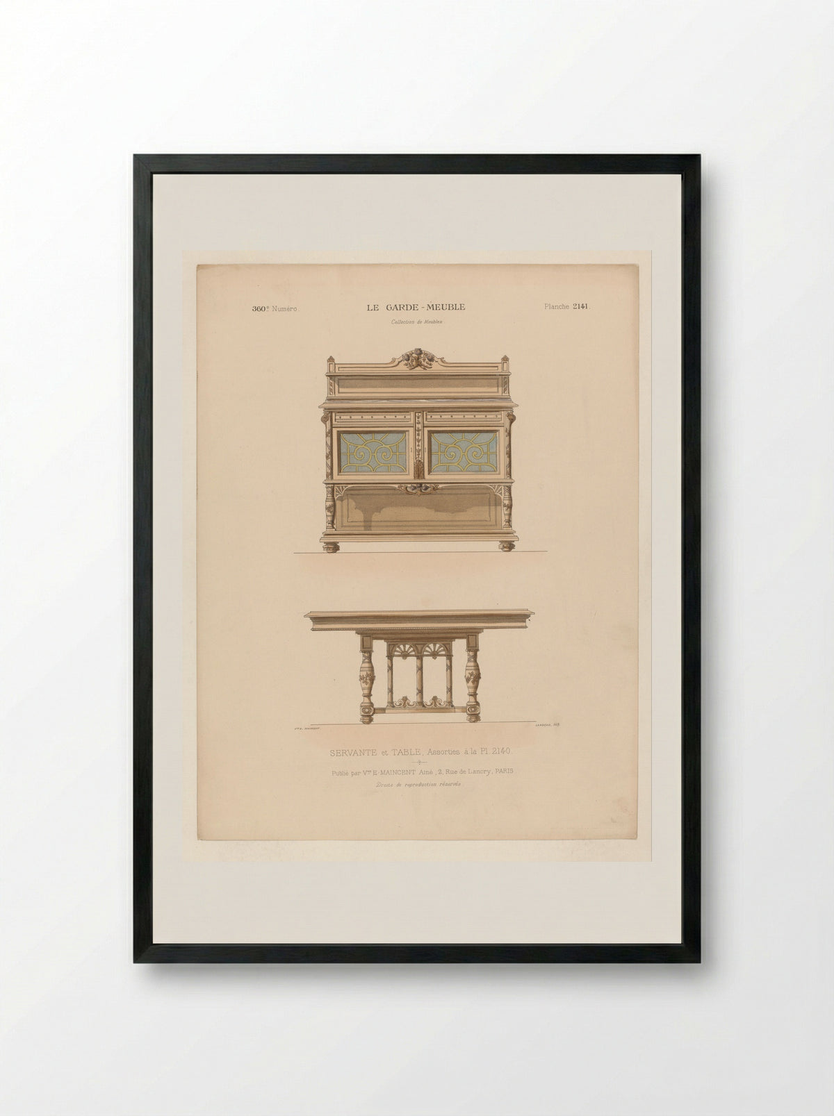Servante et Table - Monrocq - Framed Print Black