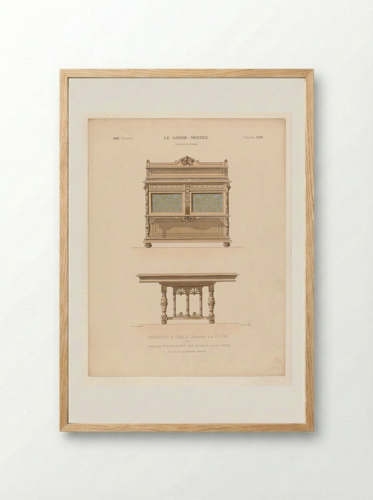 Servante et Table - Monrocq - Framed Print Wood
