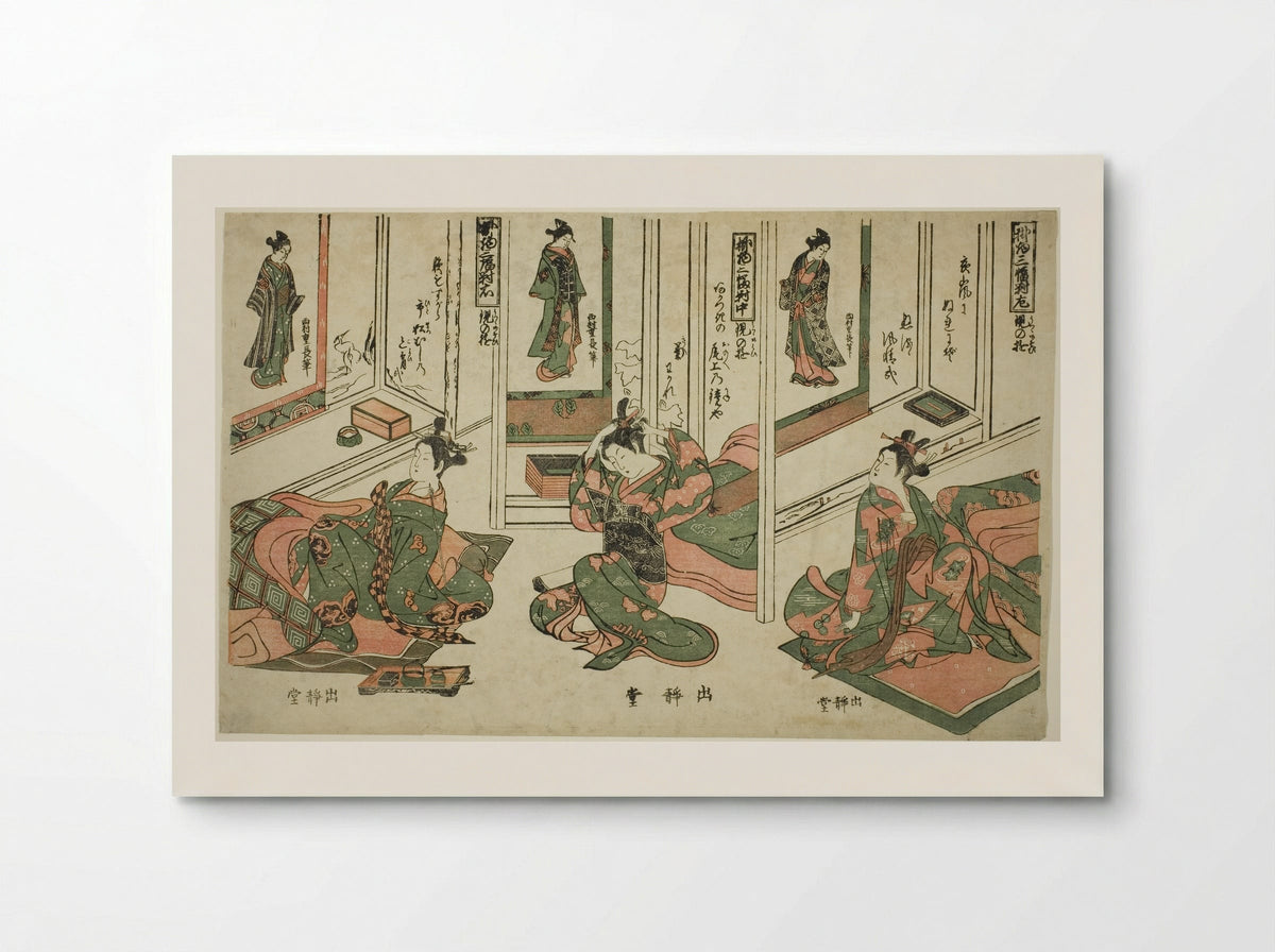 Set of Three Hanging Scrolls, Day Dream Plays - Nishimura Shigenaga - Poster