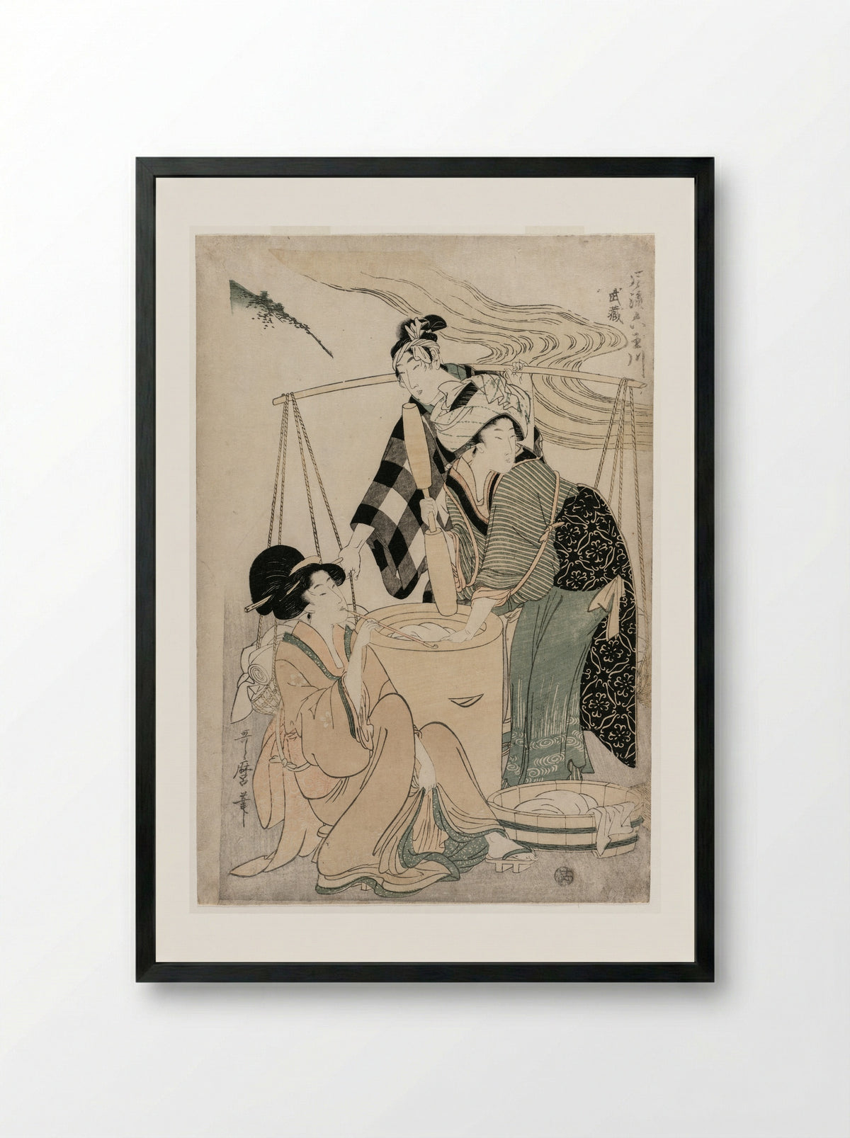 Settsu Province from the series Fashionable Six Jewel Rivers - Kitagawa Utamaro - Framed Print Black