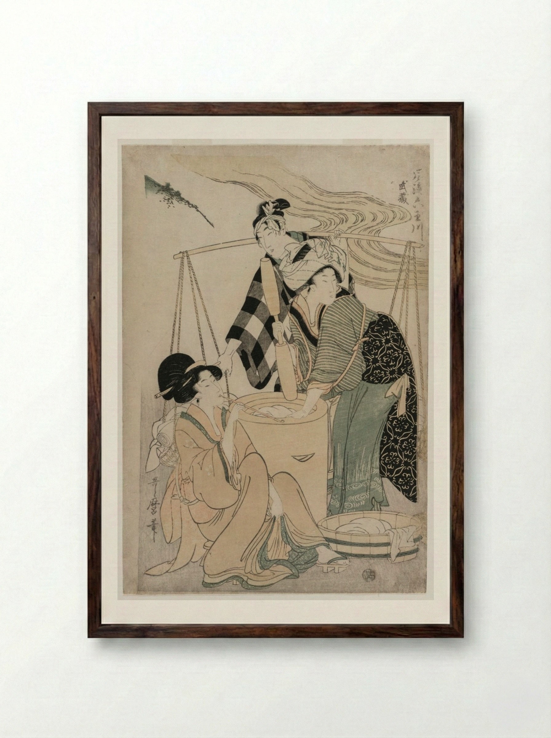 Settsu Province from the series Fashionable Six Jewel Rivers - Kitagawa Utamaro - Framed Print Dark Wood