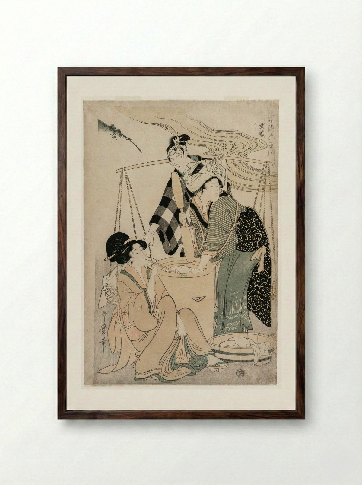 Settsu Province from the series Fashionable Six Jewel Rivers - Kitagawa Utamaro - Framed Print Dark Wood