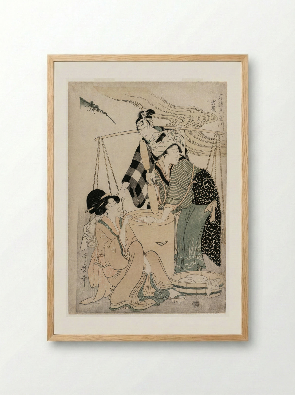 Settsu Province from the series Fashionable Six Jewel Rivers - Kitagawa Utamaro - Framed Print Wood