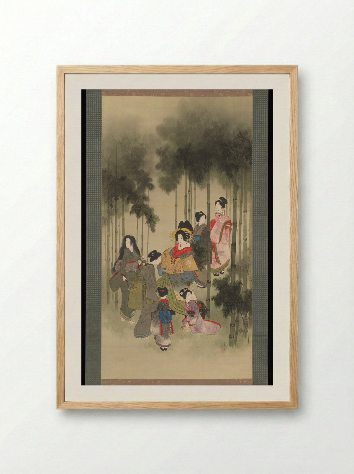 Seven Beauties of the Bamboo Grove - Watanabe Seitei - Framed Print Wood