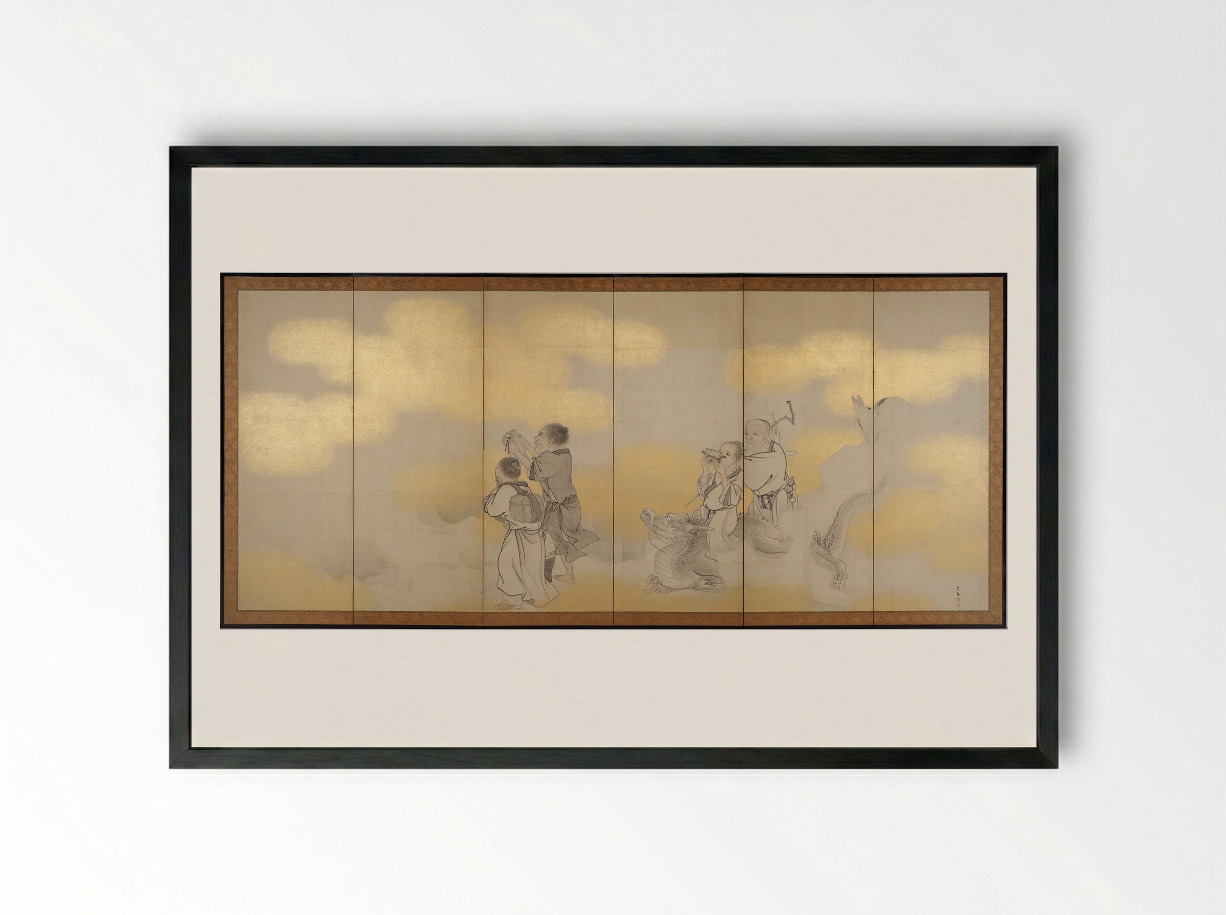 Seven Chinese Immortals - Matsumura Goshun - Framed Print Black
