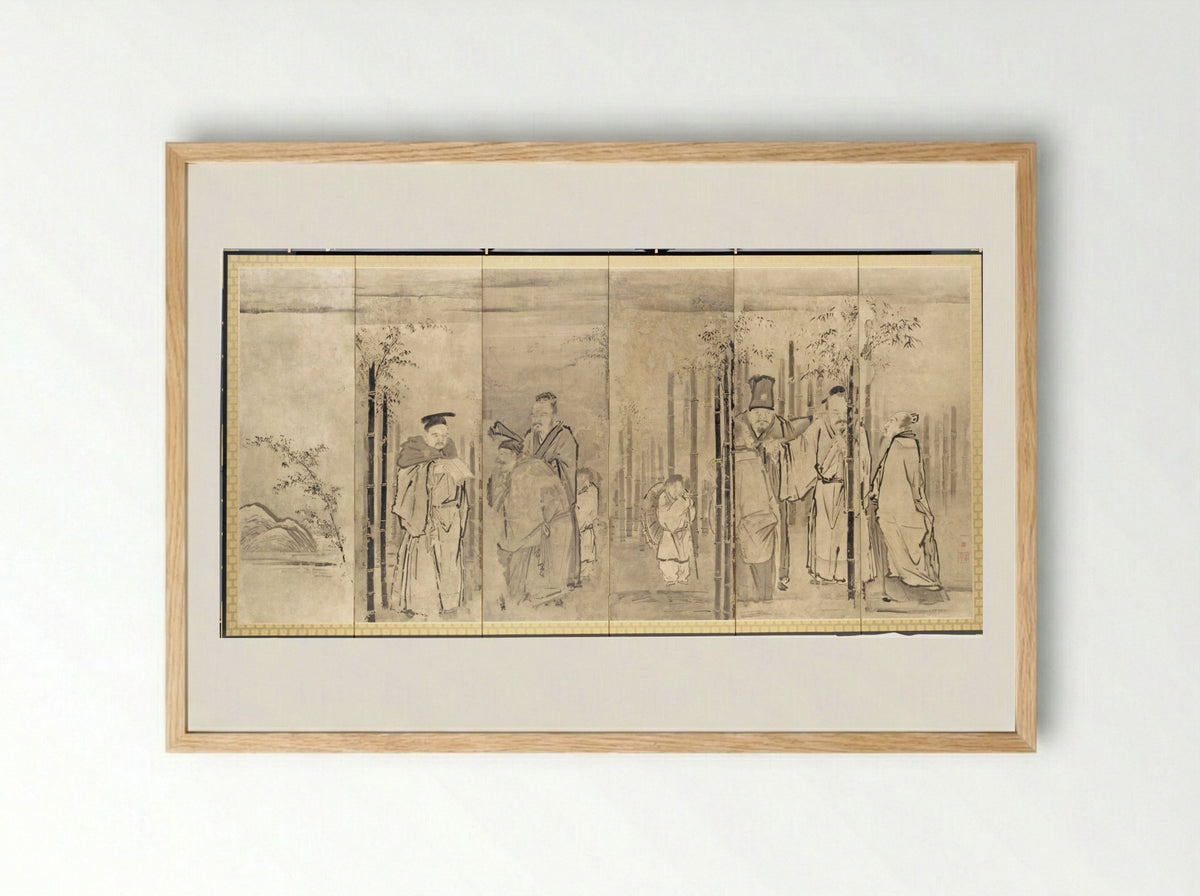 Seven Sages of the Bamboo Grove - Kano Tan'yū - Framed Print Wood