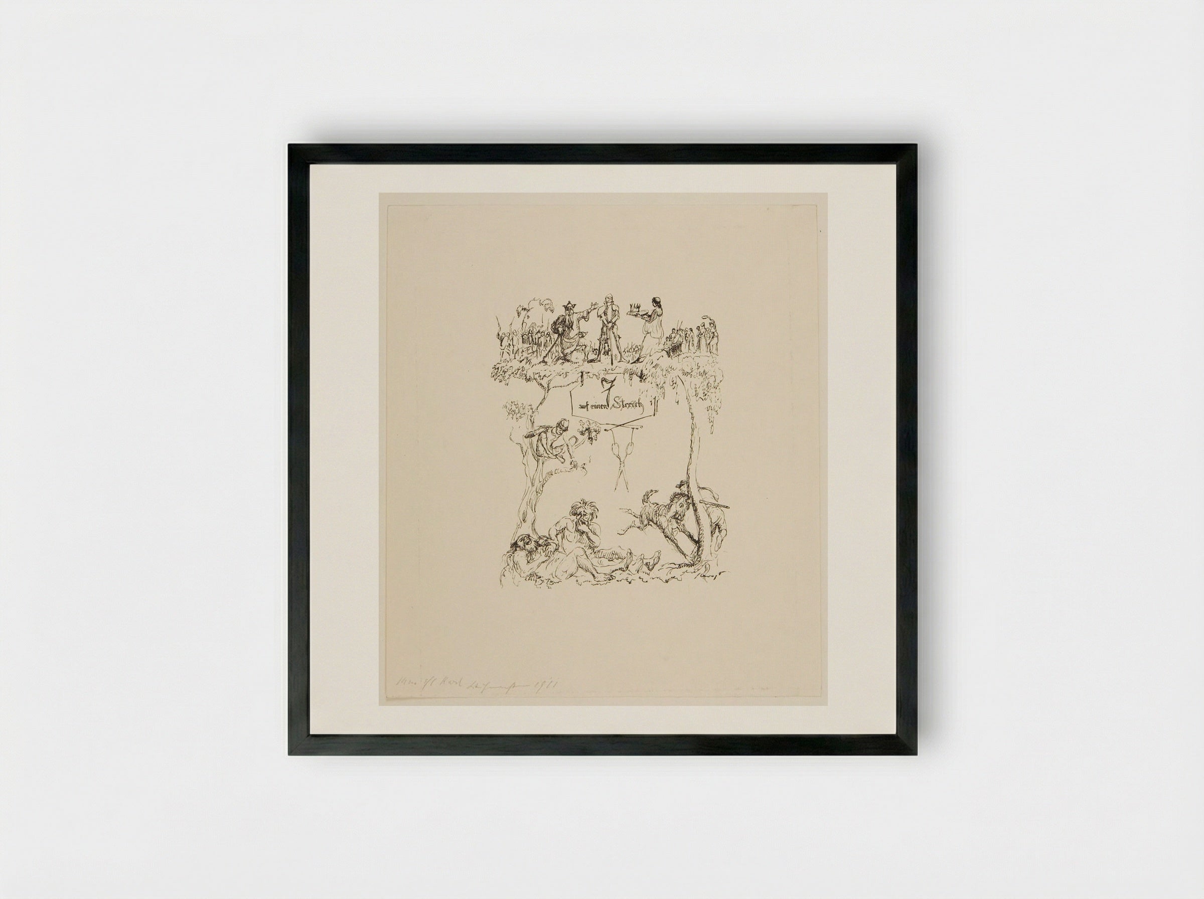 Seven at a Blow - Max Slevogt - Framed Print Black