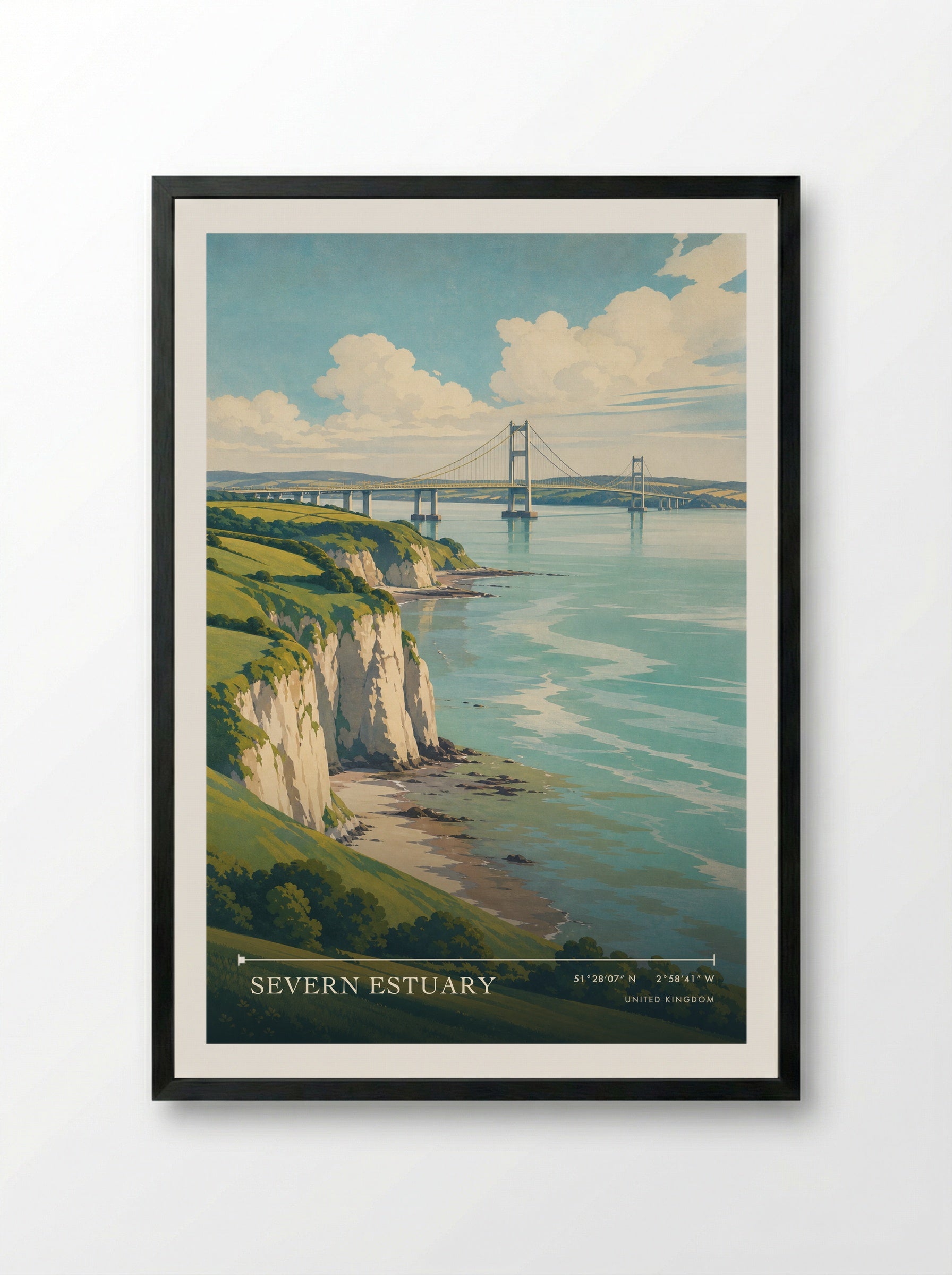 Severn Estuary United Kingdom Travel Poster - Framed Print Black