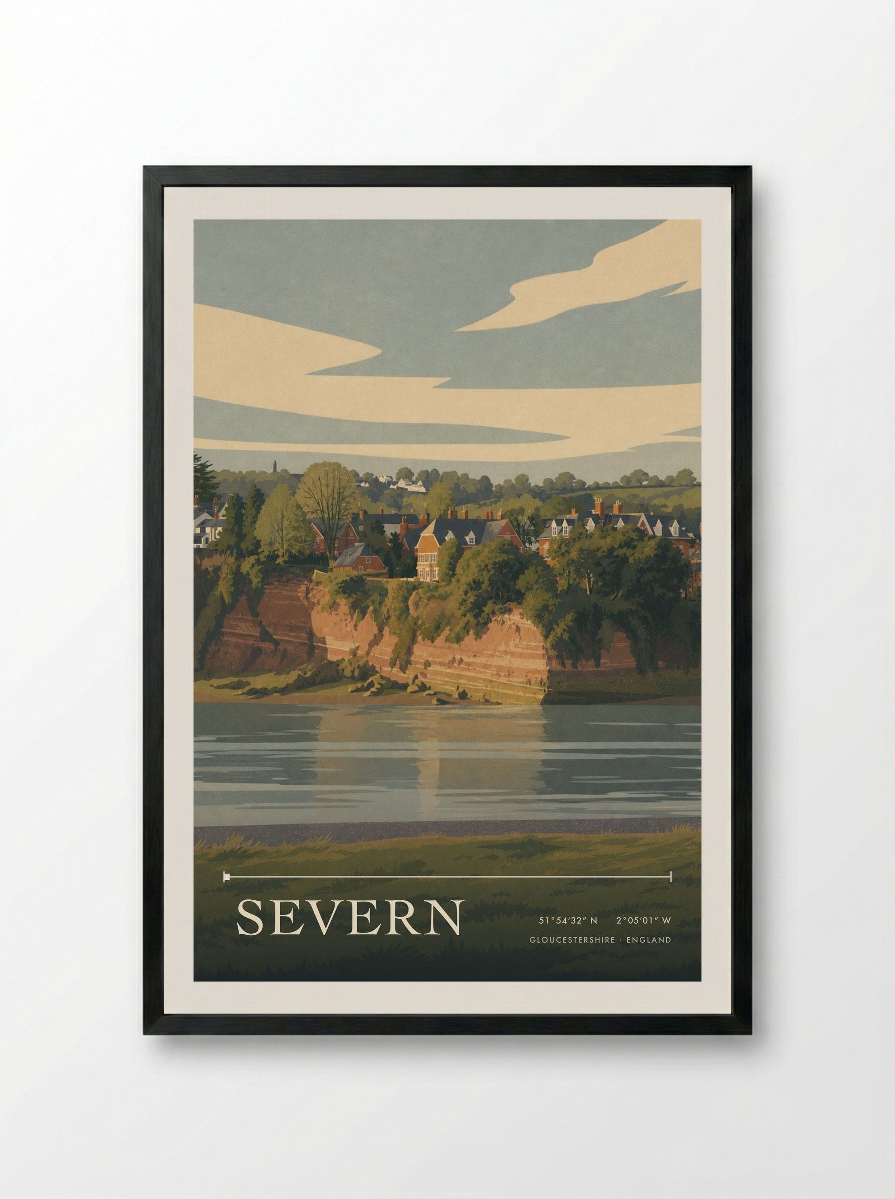 Severn Gloucestershire England Travel Poster - Framed Print Black