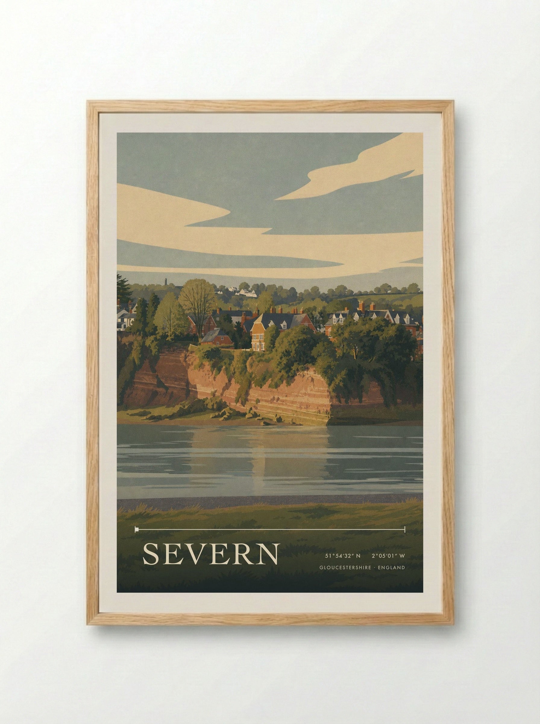 Severn Gloucestershire England Travel Poster - Framed Print Wood