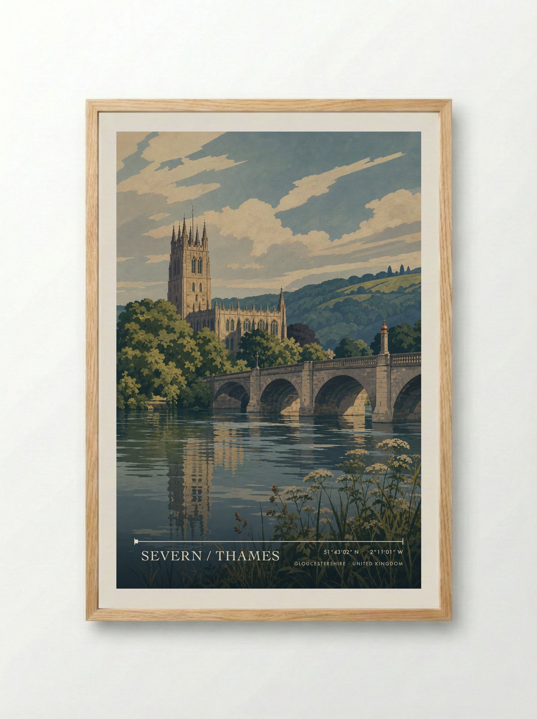 Severn / Thames Gloucestershire United Kingdom Travel Poster - Framed Print Wood
