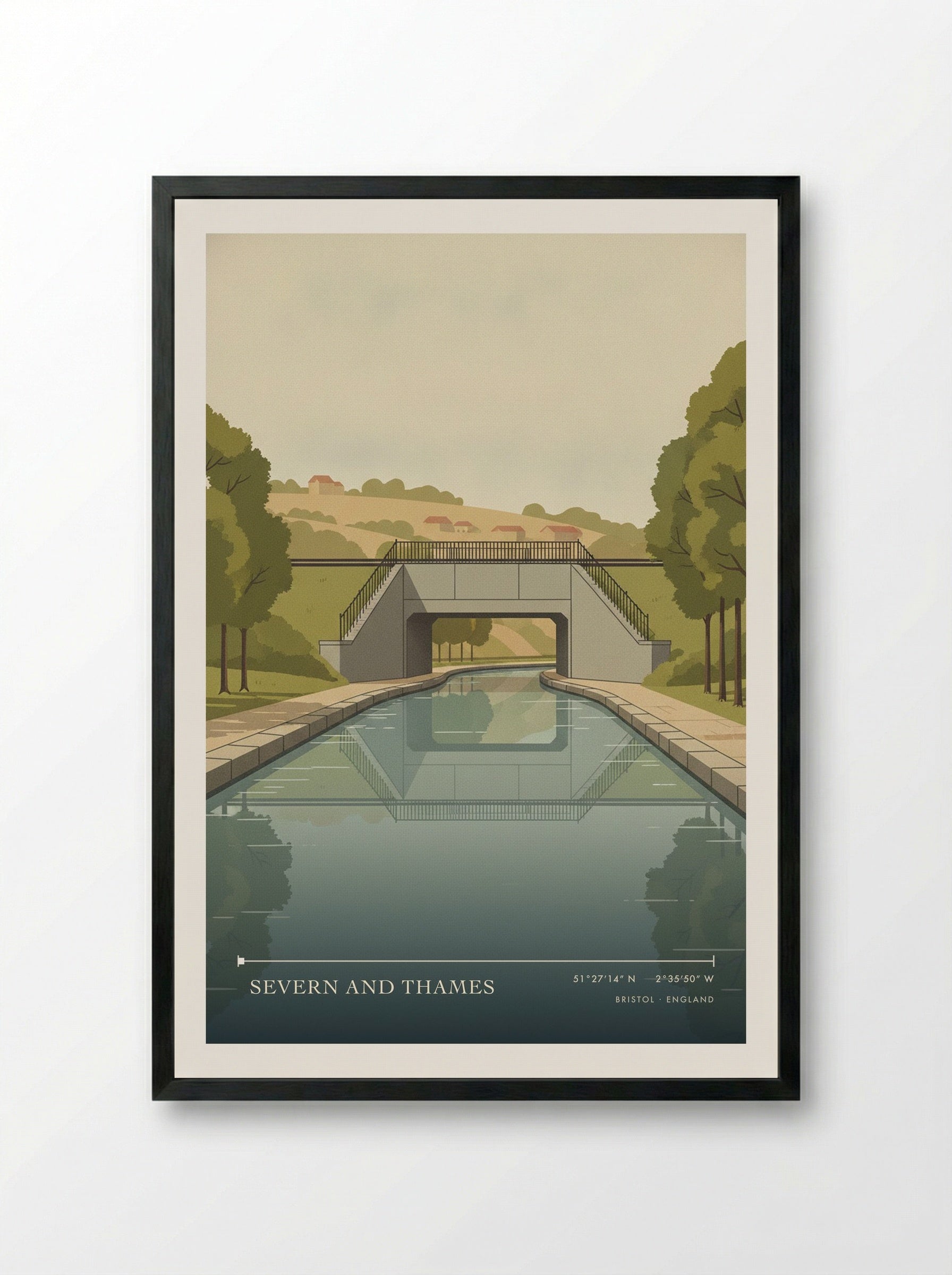 Severn and Thames Bristol England Travel Poster - Framed Print Black