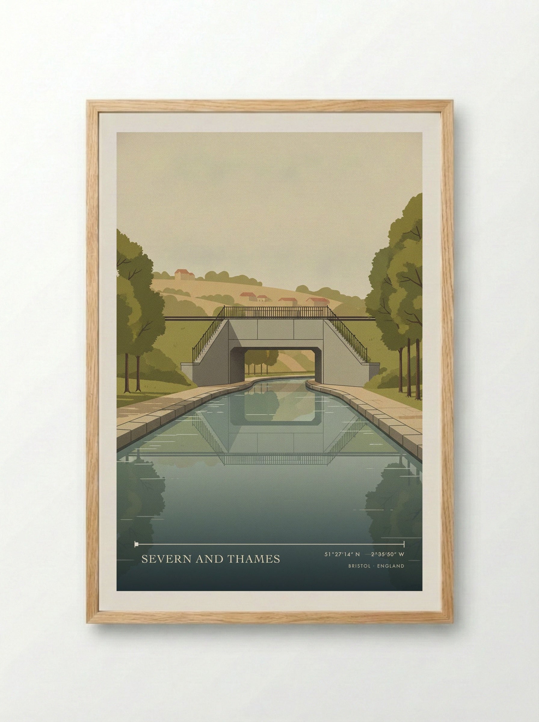 Severn and Thames Bristol England Travel Poster - Framed Print Wood