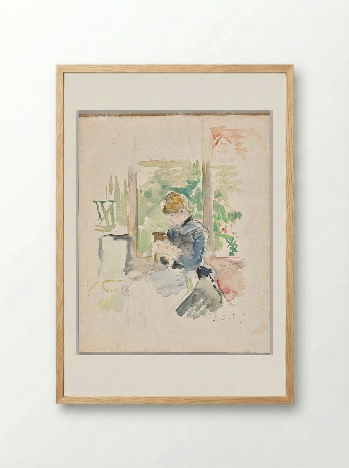 Sewing Near the Window - Berthe Morisot - Framed Print Wood