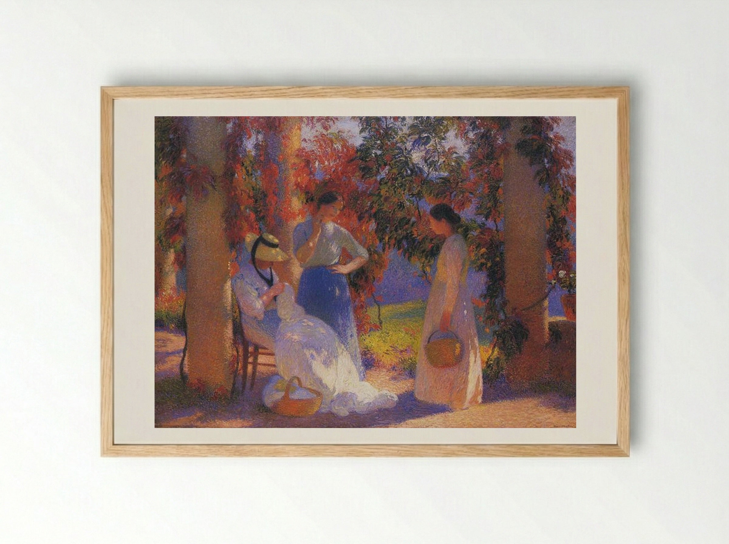 Sewing Scene under the Pergola at Marquayrol - Henri Martin - Framed Print Wood