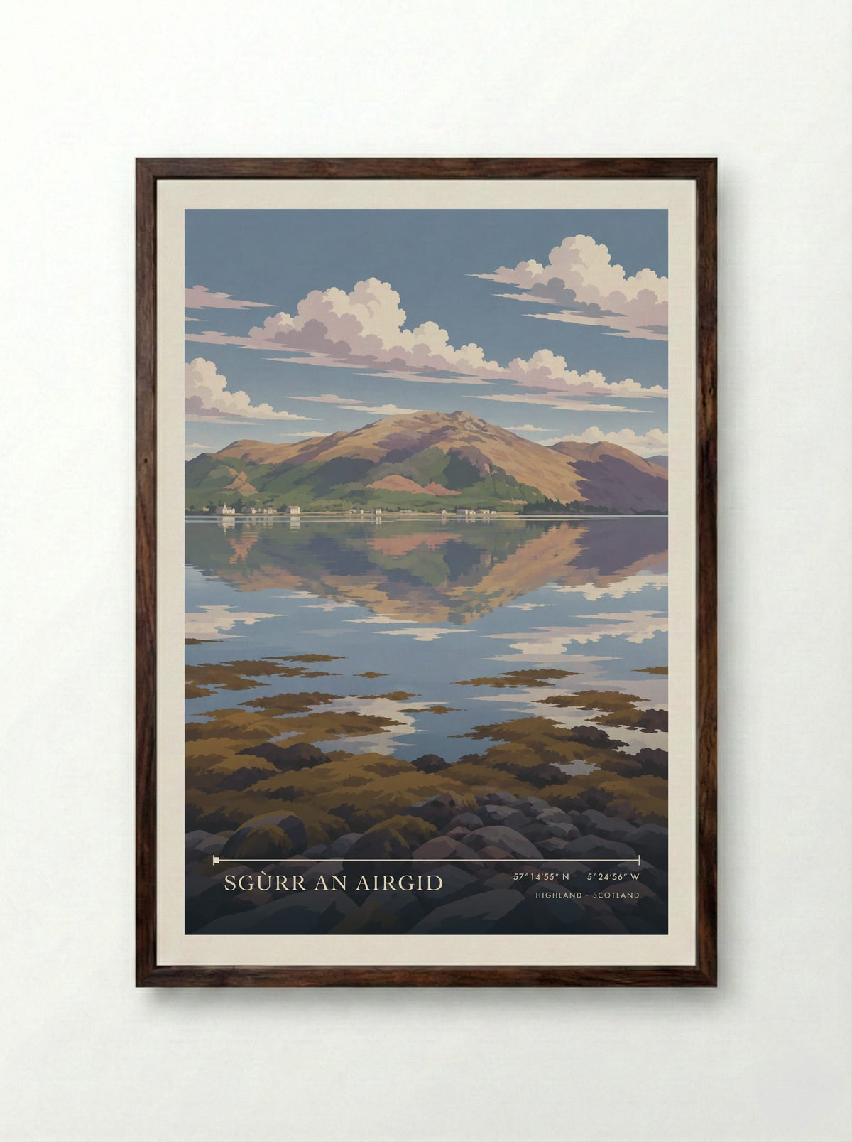Sgùrr an Airgid, Highland | Travel Poster - Framed Print Dark Wood