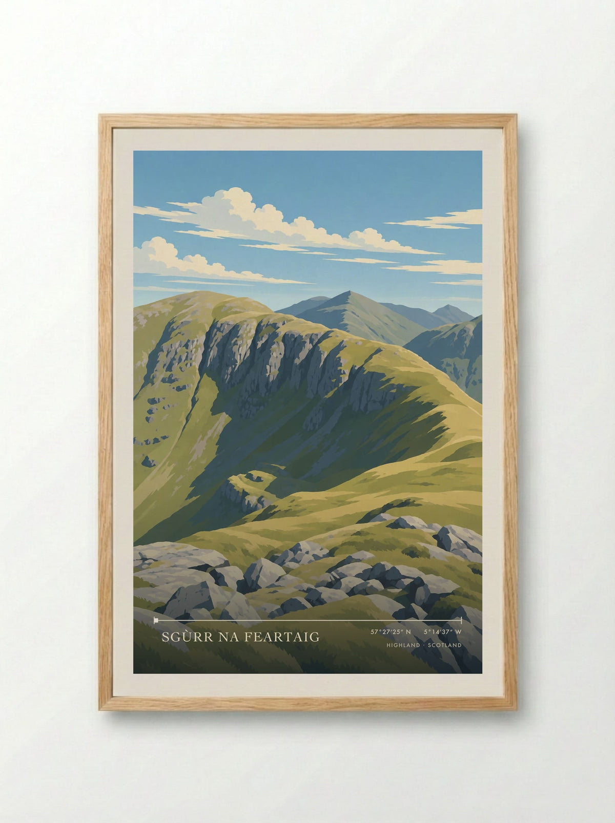 Sgùrr na Feartaig, Highland | Travel Poster - Framed Print Wood