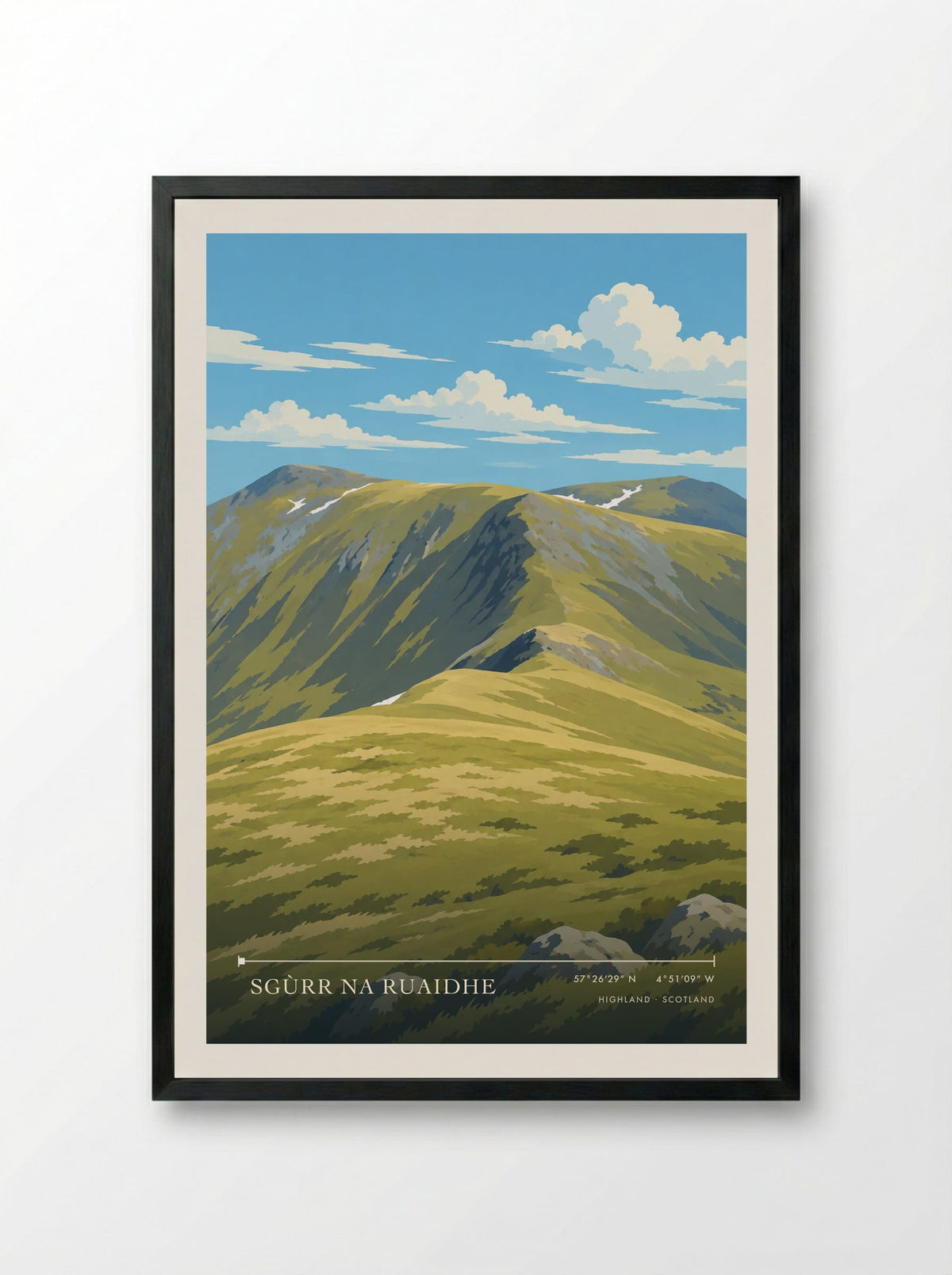 Sgùrr na Ruaidhe, Highland | Travel Poster - Framed Print Black