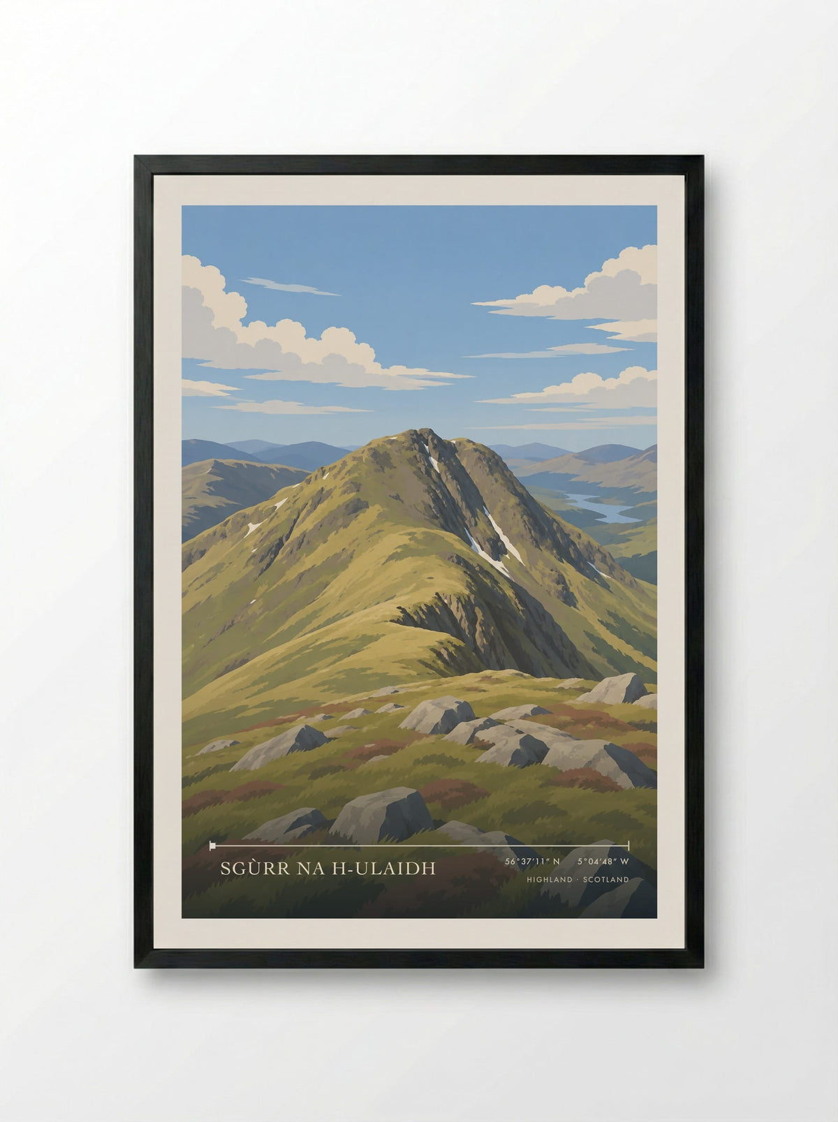 Sgùrr na h-Ulaidh, Highland | Travel Poster - Framed Print Black