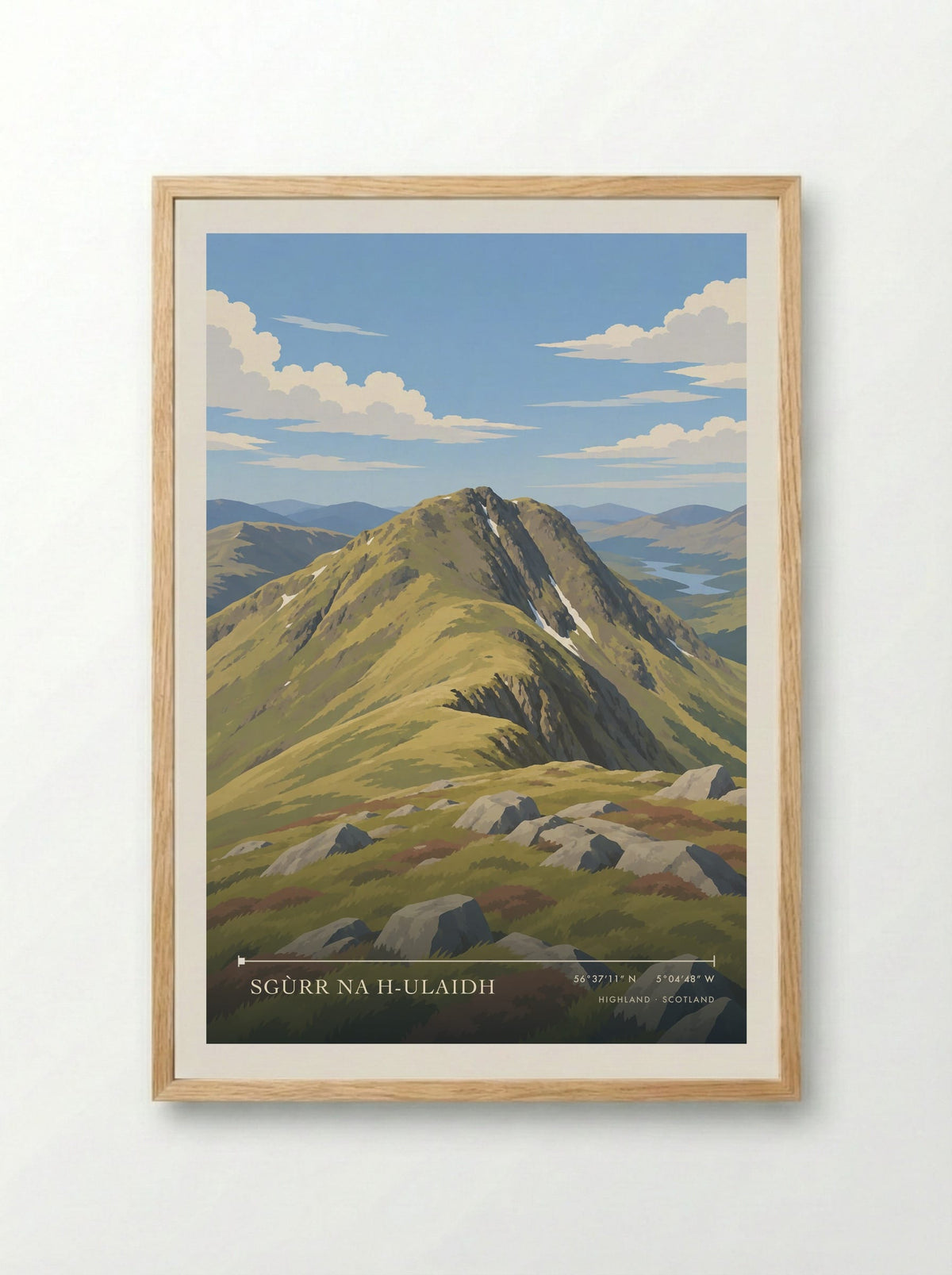 Sgùrr na h-Ulaidh, Highland | Travel Poster - Framed Print Wood