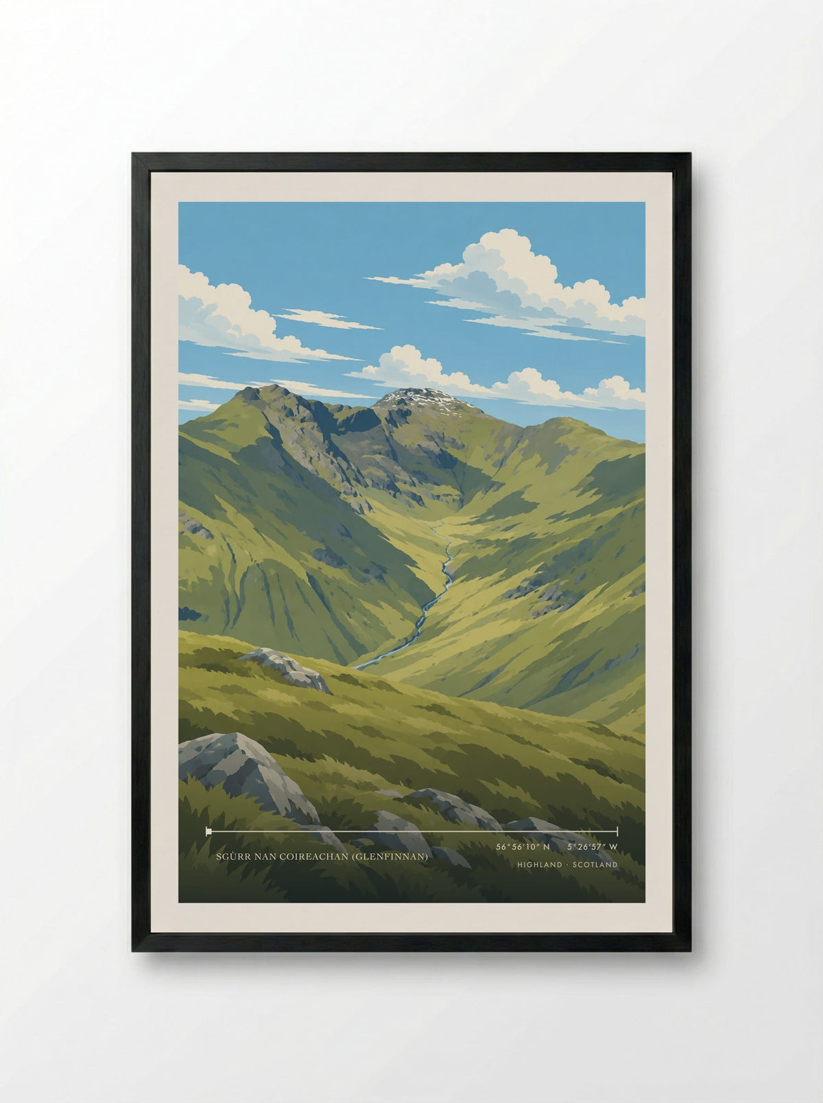 Sgùrr nan Coireachan (Glenfinnan), Highland | Travel Poster - Framed Print Black