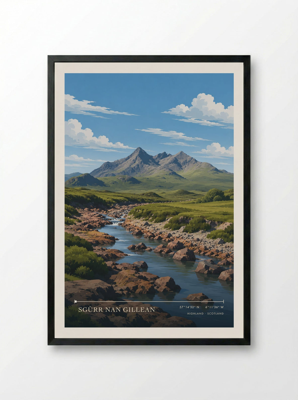 Sgùrr nan Gillean, Highland | Travel Poster - Framed Print Black
