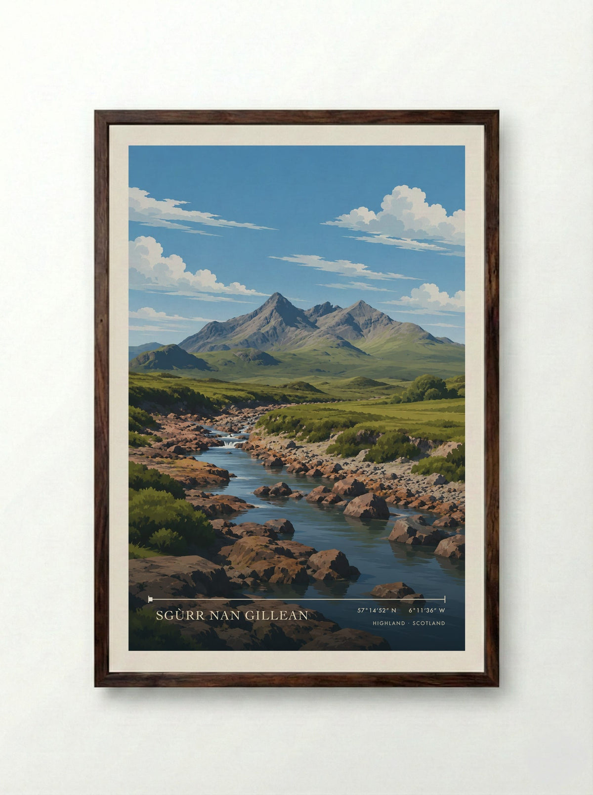 Sgùrr nan Gillean, Highland | Travel Poster - Framed Print Dark Wood