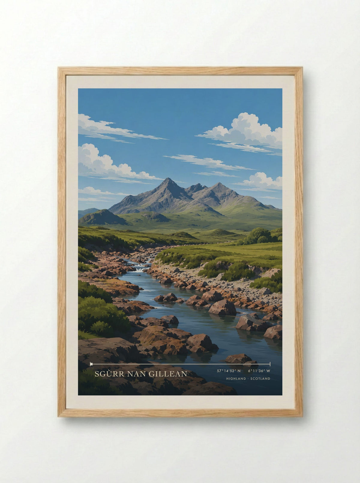 Sgùrr nan Gillean, Highland | Travel Poster - Framed Print Wood