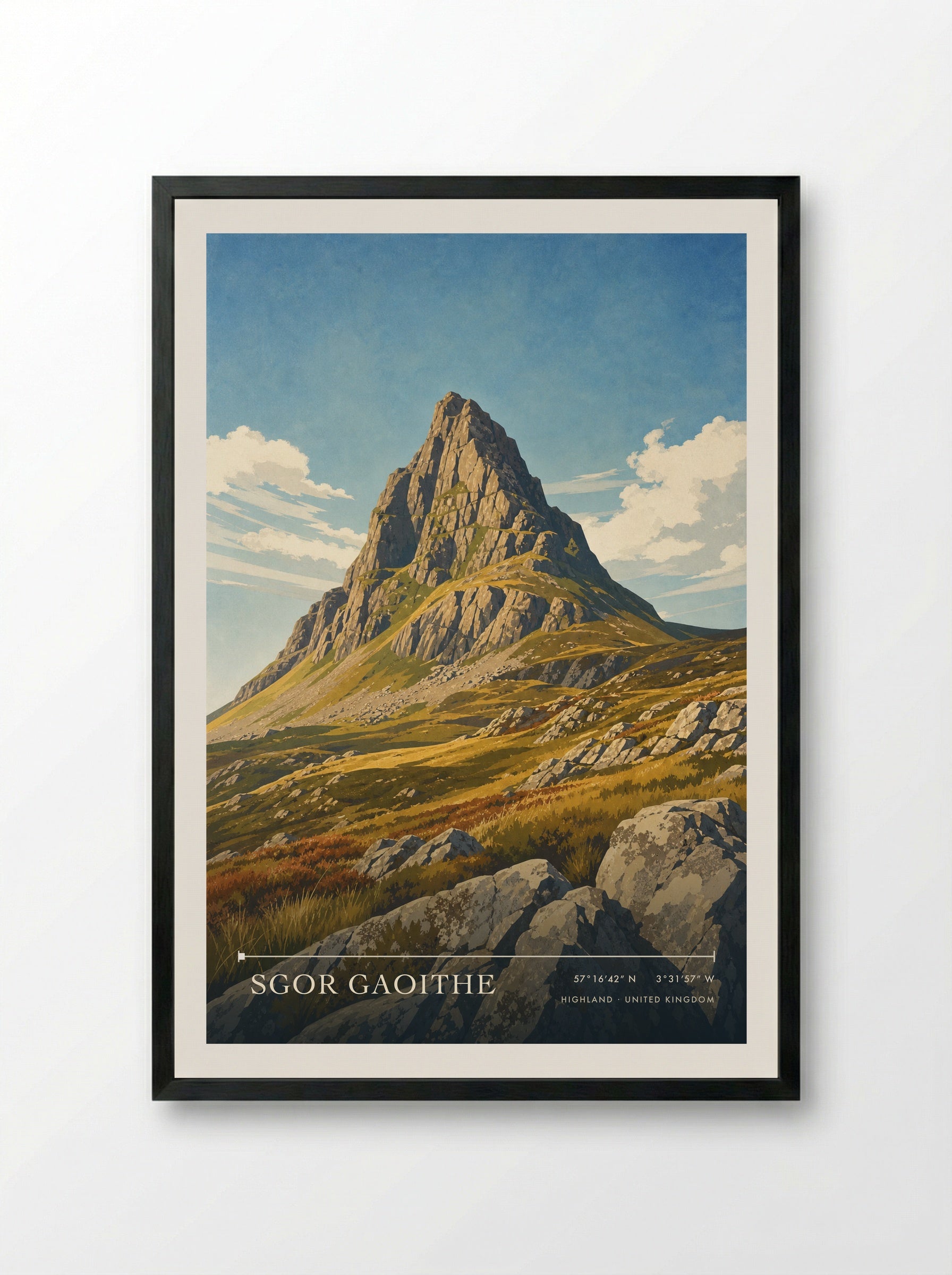 Sgor Gaoithe Highland United Kingdom Travel Poster - Framed Print Black