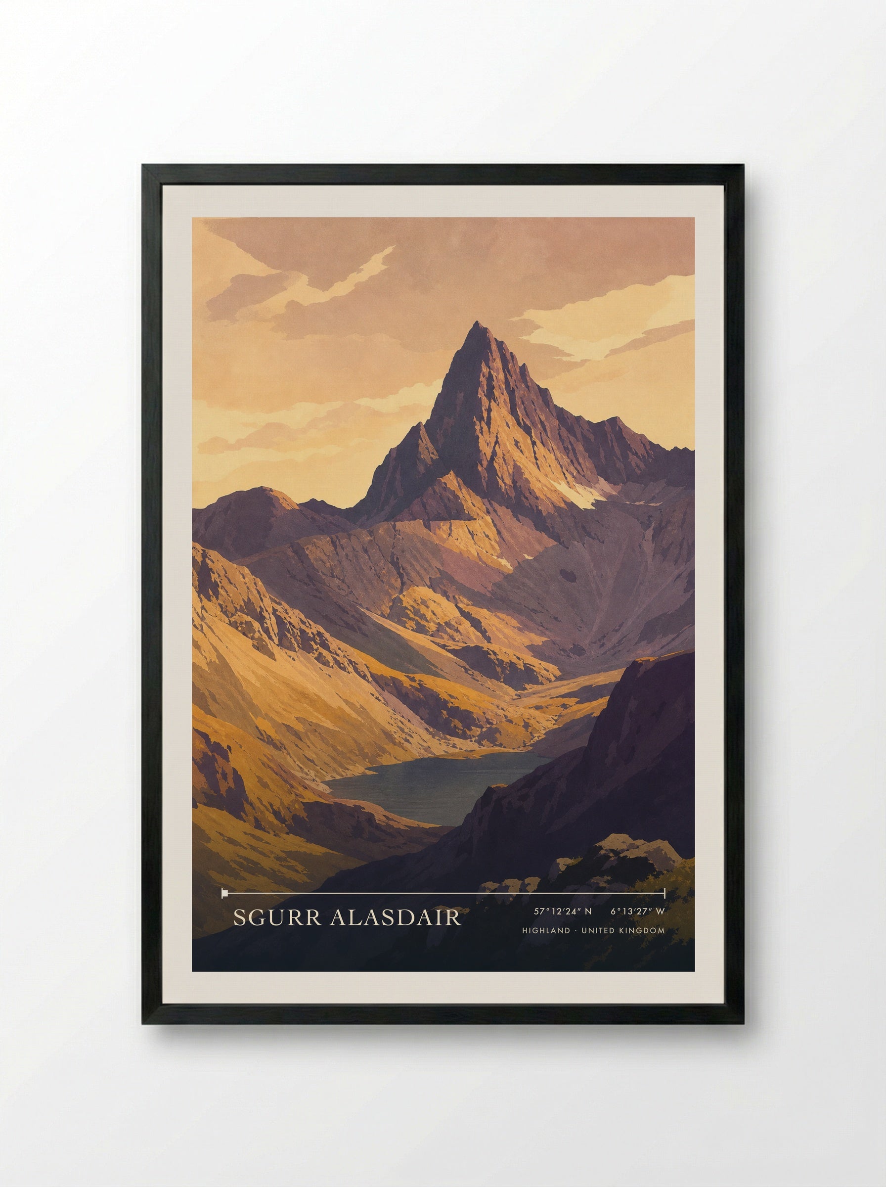 Sgurr Alasdair Highland United Kingdom Travel Poster - Framed Print Black