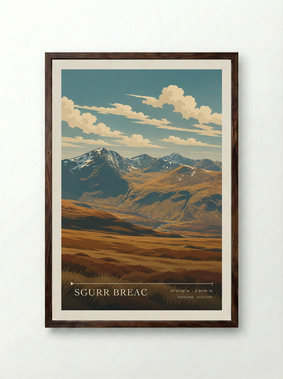 Sgurr Breac, Highland | Travel Poster - Framed Print Dark Wood