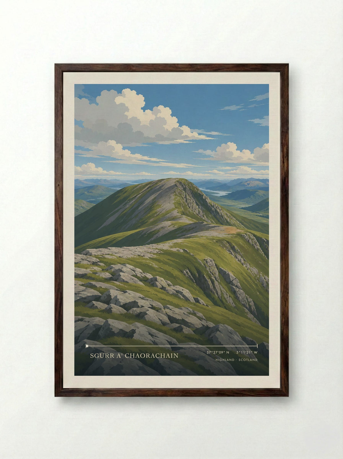 Sgurr a' Chaorachain, Highland | Travel Poster - Framed Print Dark Wood
