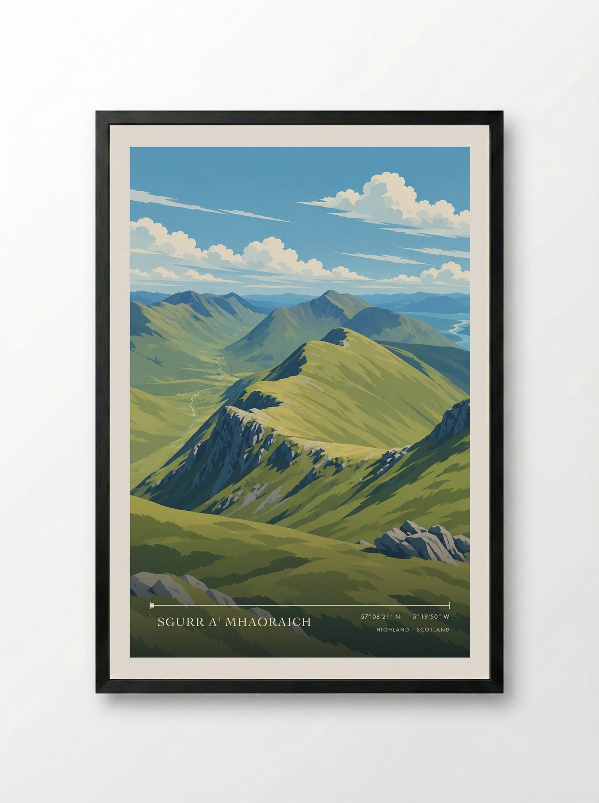 Sgurr a' Mhaoraich, Highland | Travel Poster - Framed Print Black