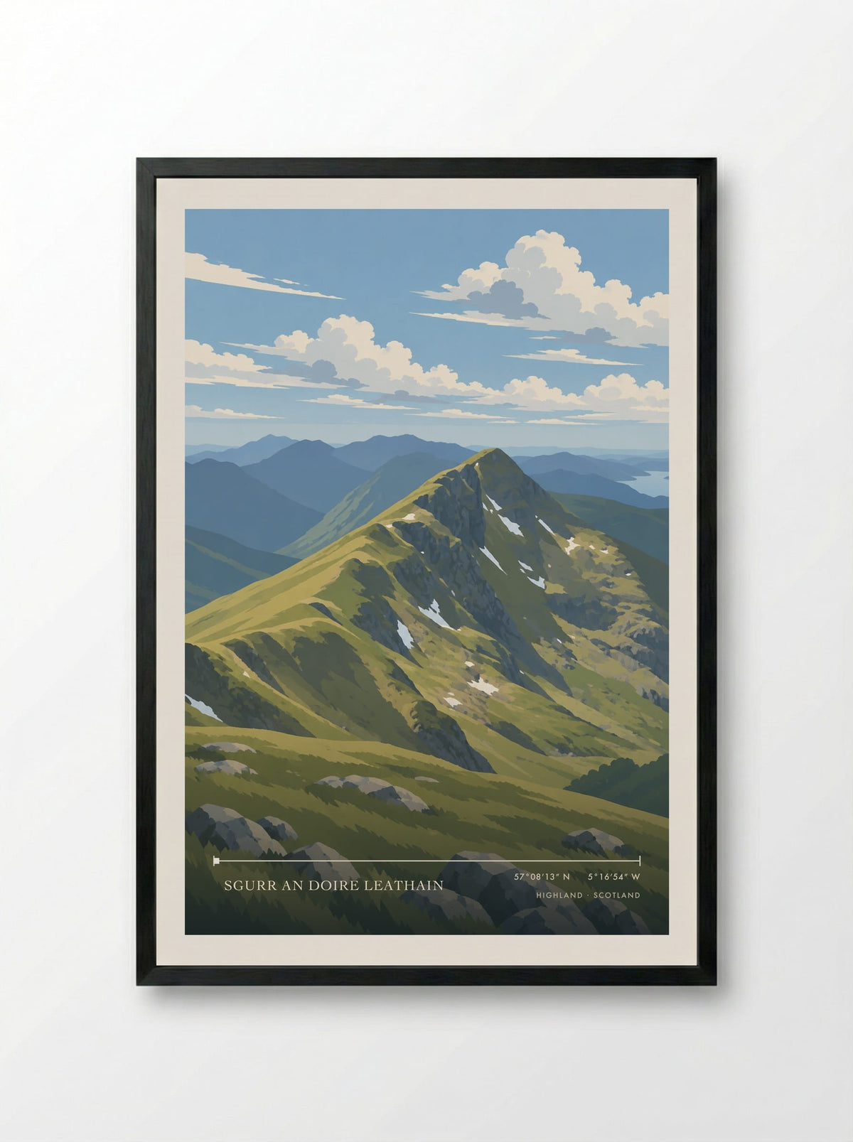 Sgurr an Doire Leathain, Highland | Travel Poster - Framed Print Black
