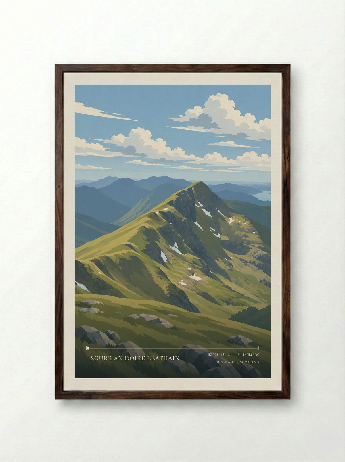Sgurr an Doire Leathain, Highland | Travel Poster - Framed Print Dark Wood