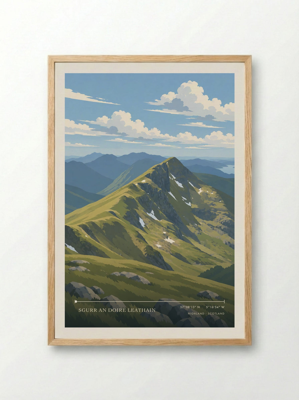 Sgurr an Doire Leathain, Highland | Travel Poster - Framed Print Wood