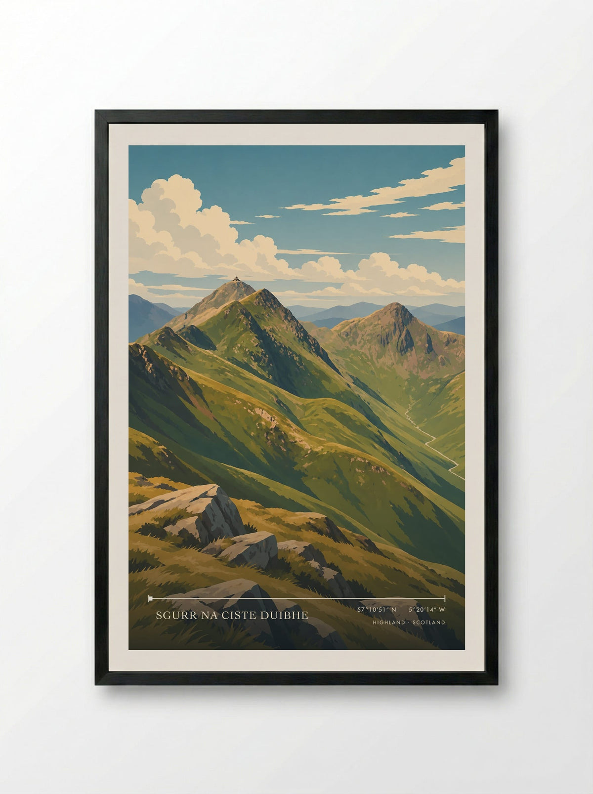Sgurr na Ciste Duibhe, Highland | Travel Poster - Framed Print Black