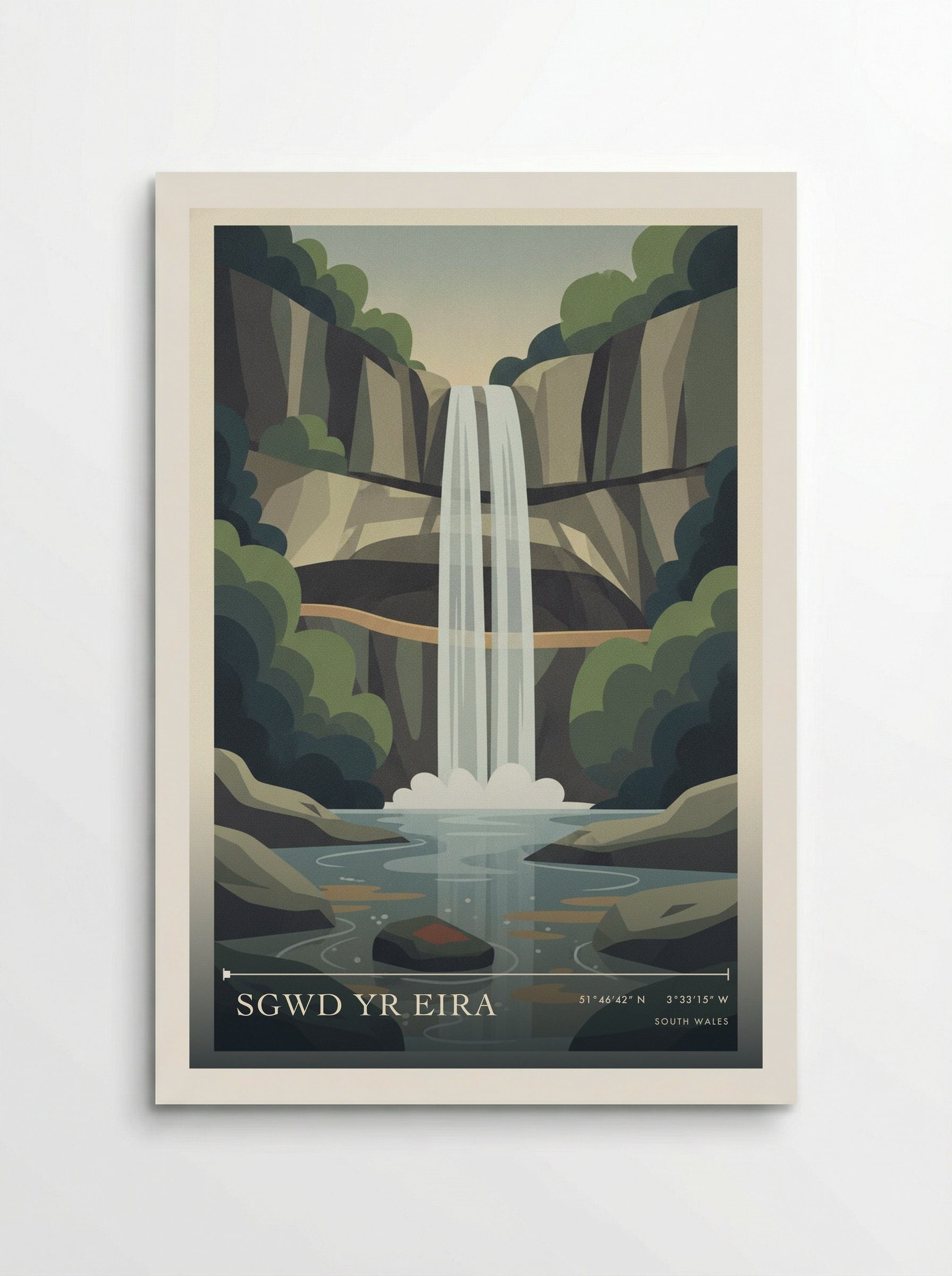 Sgwd Yr Eira South Wales Wales Travel Poster - Poster