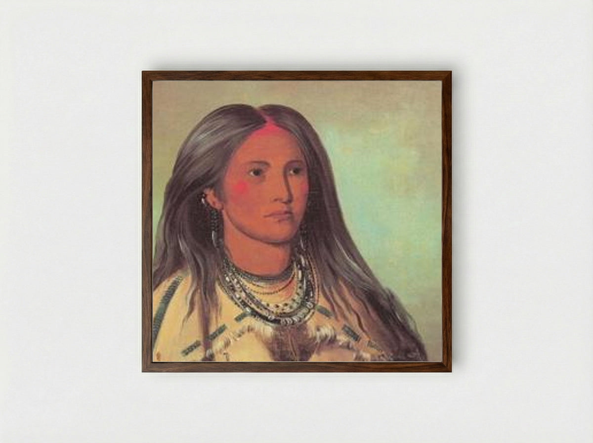Sha-kó-ka (Mint), a Mandan Girl - George Catlin - Framed Print Dark Wood