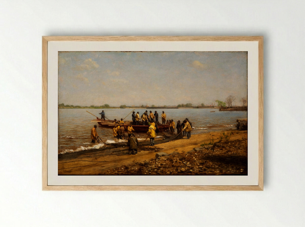 Shad Fishing at Gloucester on the Delaware River - Thomas Eakins - Framed Print Wood