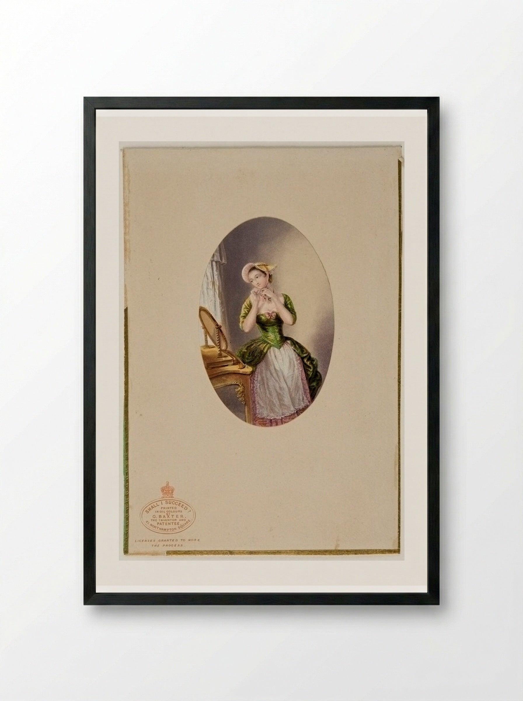 Shall I Succeed? - George Baxter - Framed Print Black