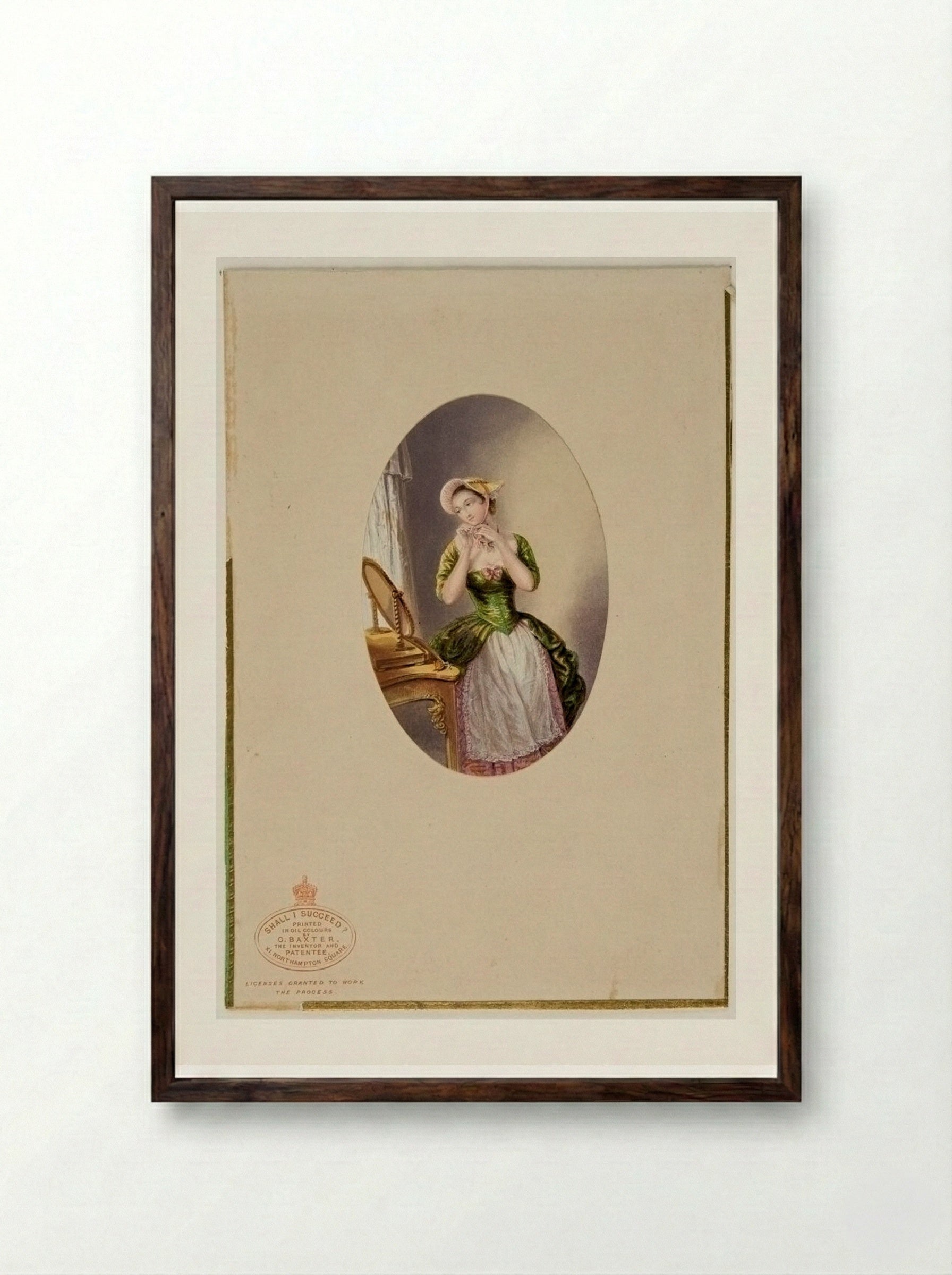 Shall I Succeed? - George Baxter - Framed Print Dark Wood