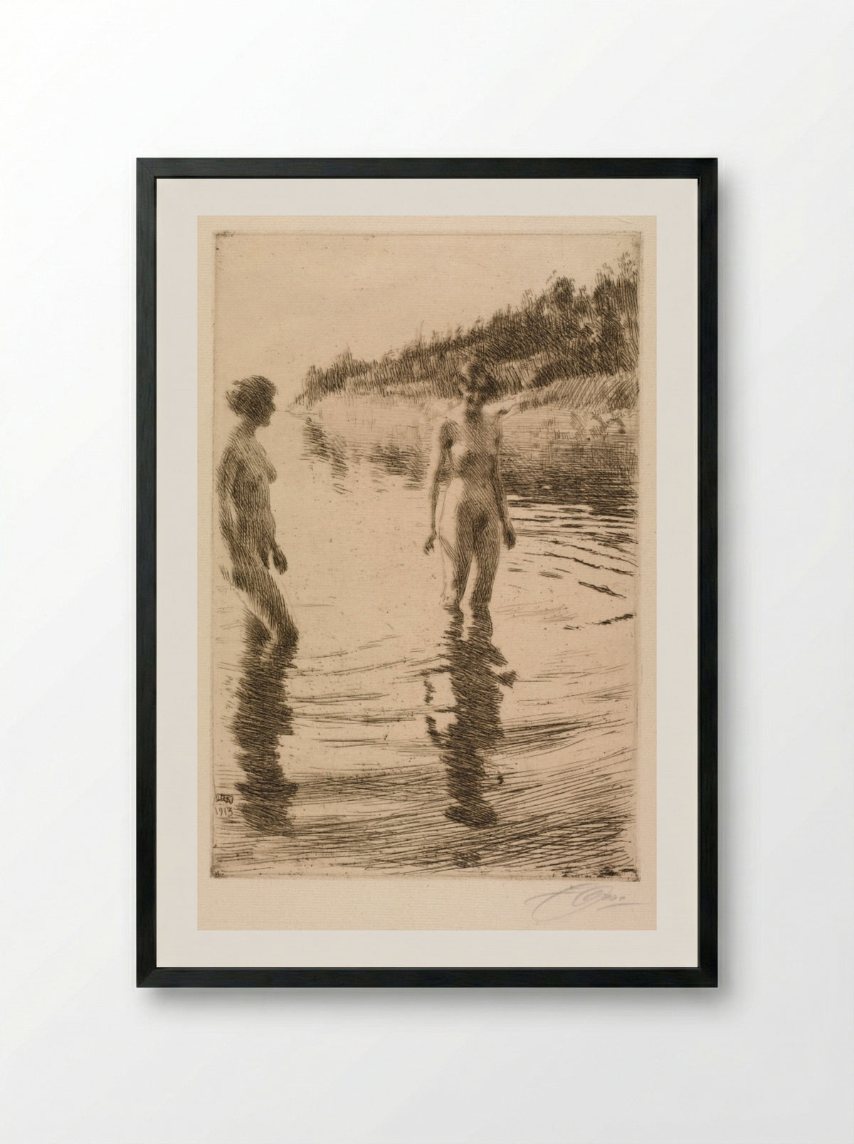 Shallow - Anders Zorn - Framed Print Black