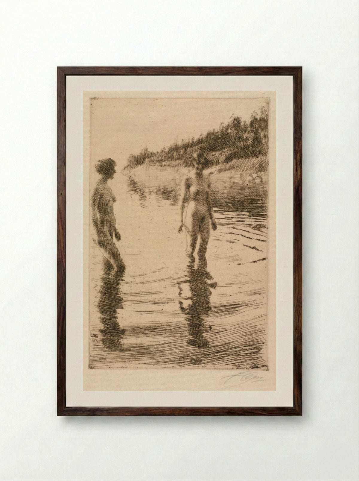 Shallow - Anders Zorn - Framed Print Dark Wood