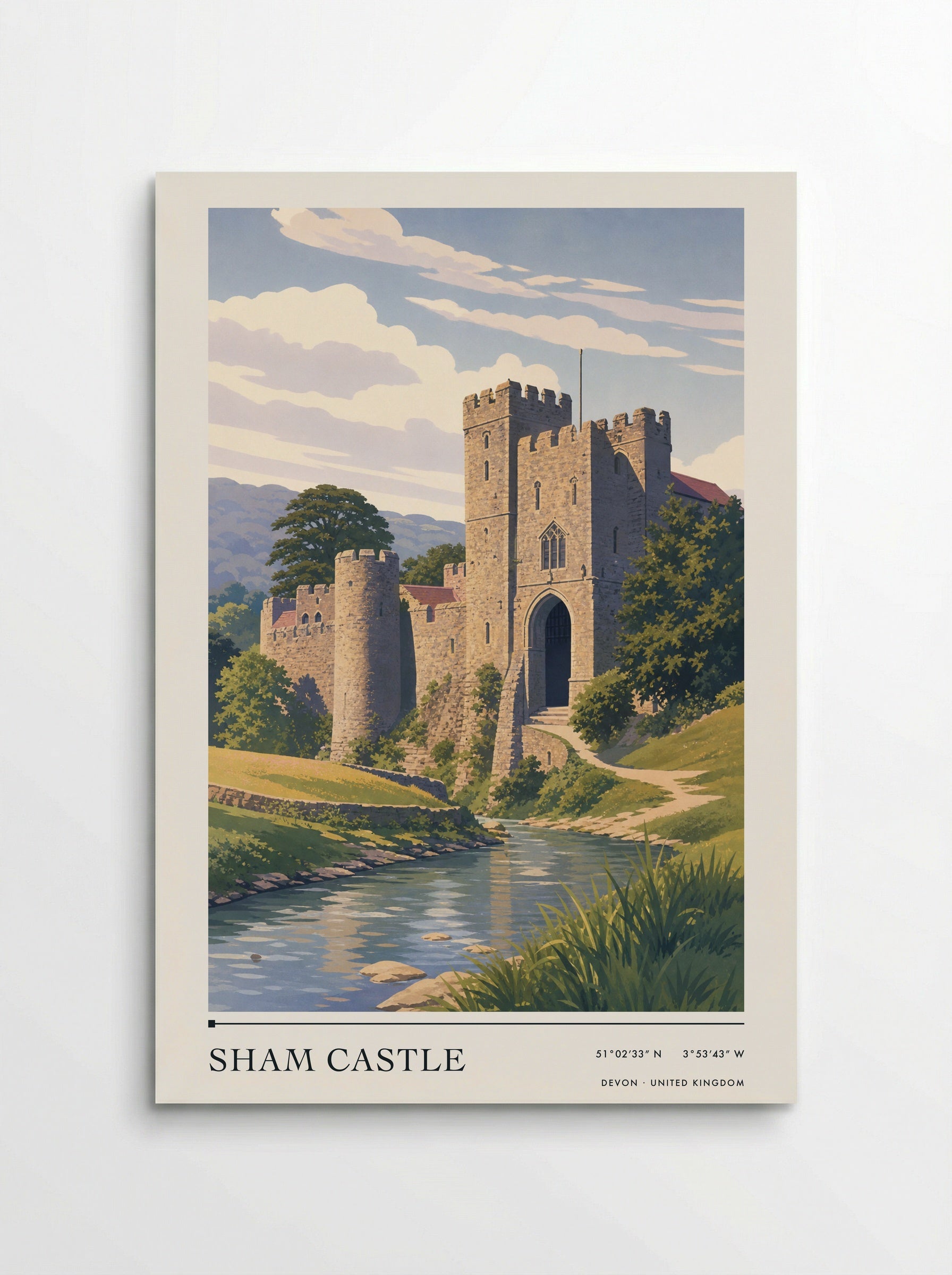 Sham Castle Devon United Kingdom Travel Poster - Poster