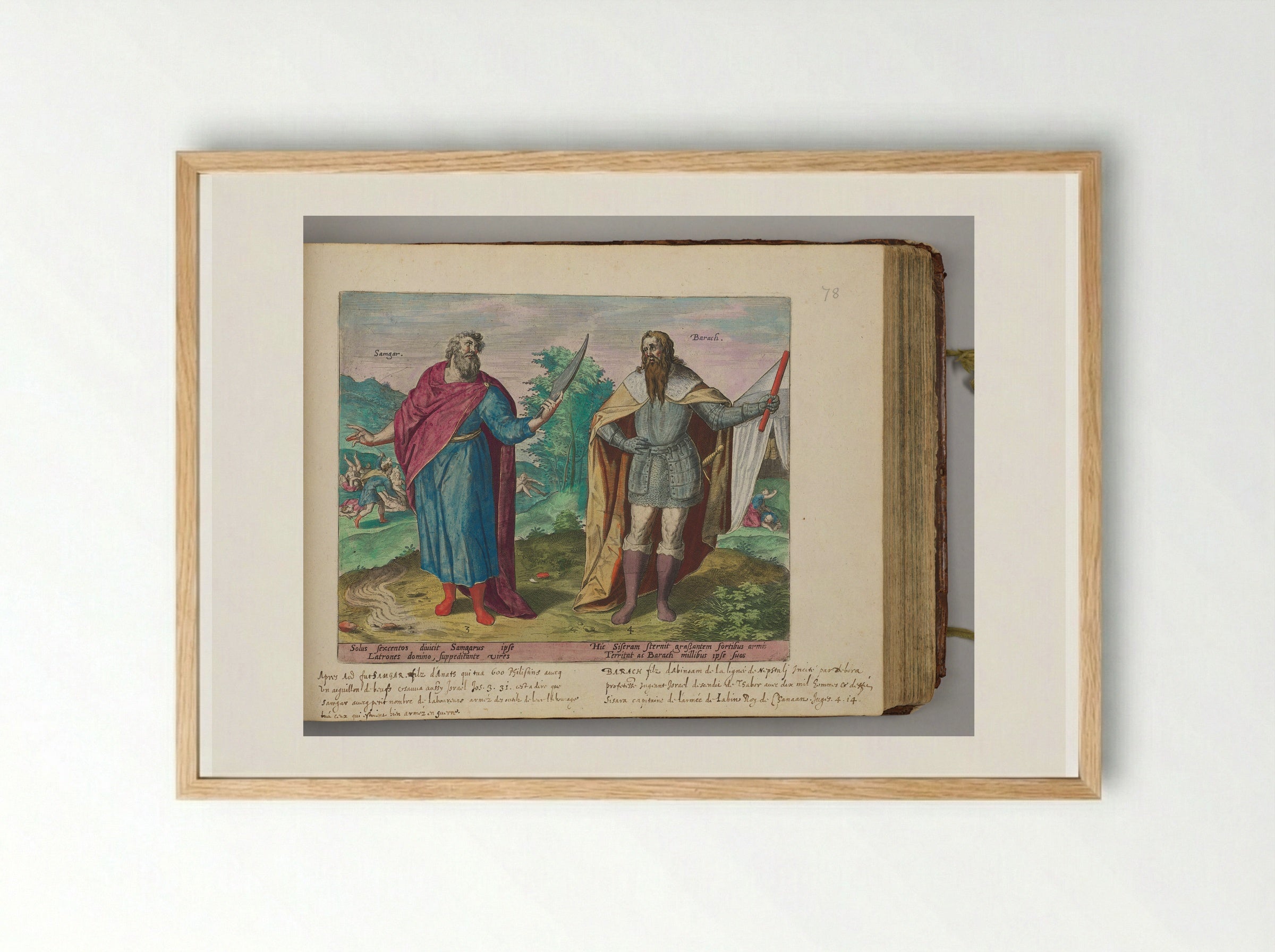 Shamgar and Barak - Hans Collaert the Elder - Framed Print Wood